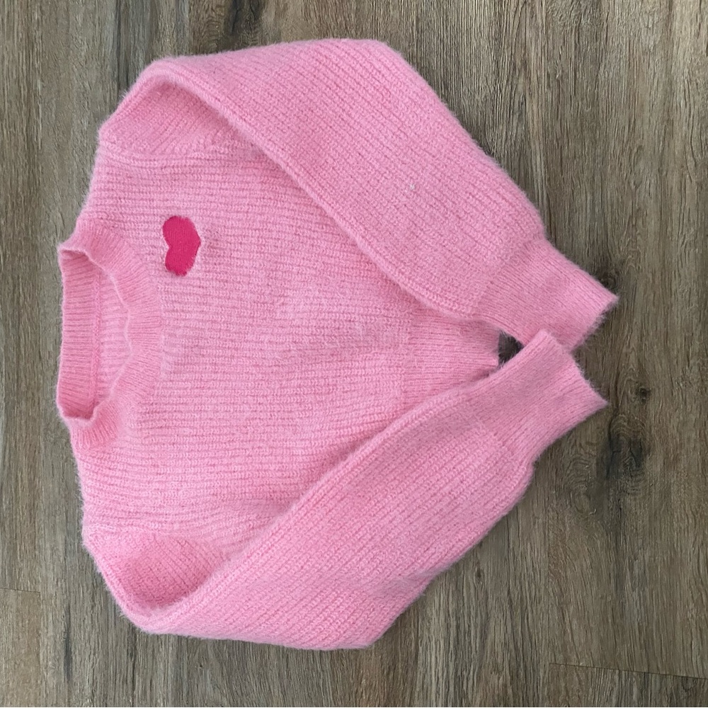 Pink Women's Sweater with Heart Detail